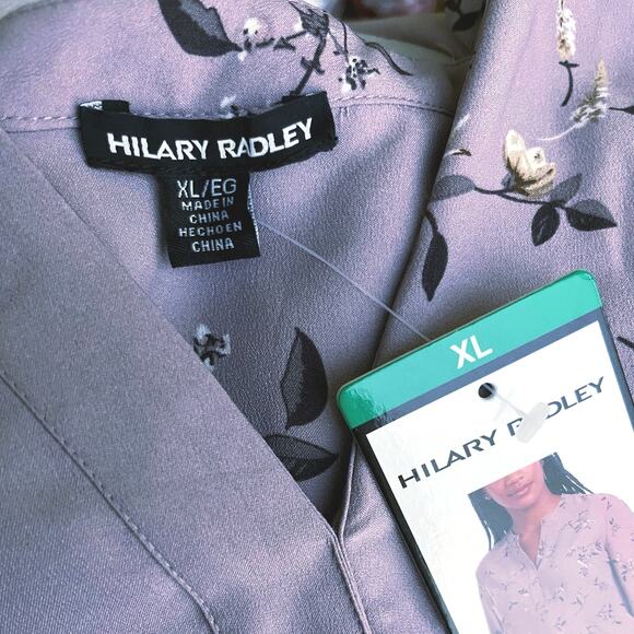 Hilary Radley Top, Purple Floral Shirt, Office, Cottagecore - Picture 5 of 6